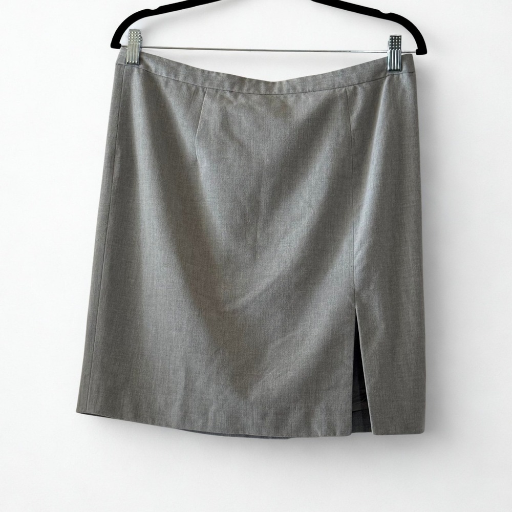 Michael Kors Gray Pencil Skirt Size 8 Stretch Career Workwear Knee Length Slit